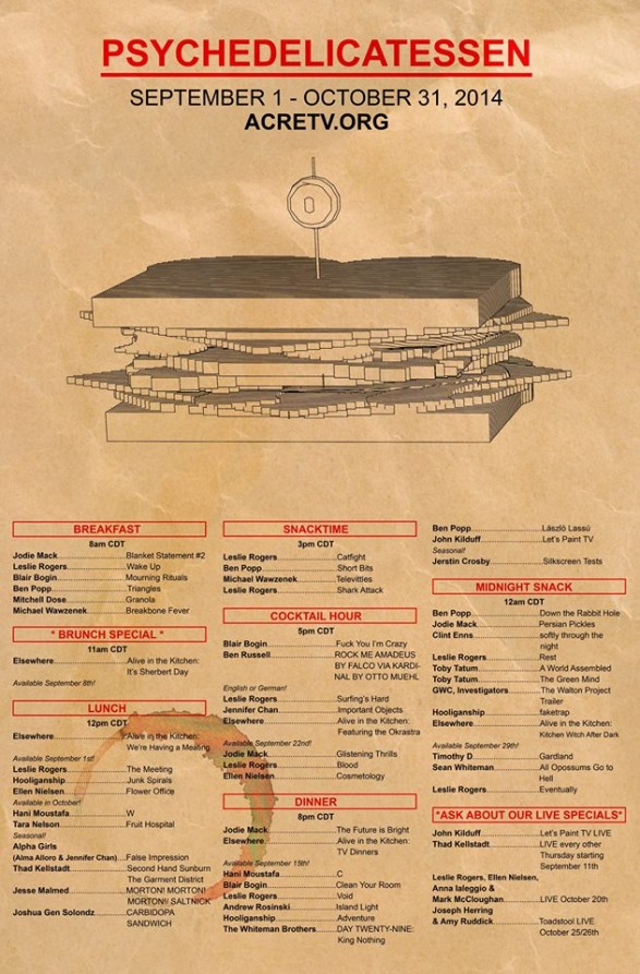 ACRE TV presents: Psychedelicatessen. poster by Kera MacKenzie & Andrew Mausert-Mooney & Matt Mancini