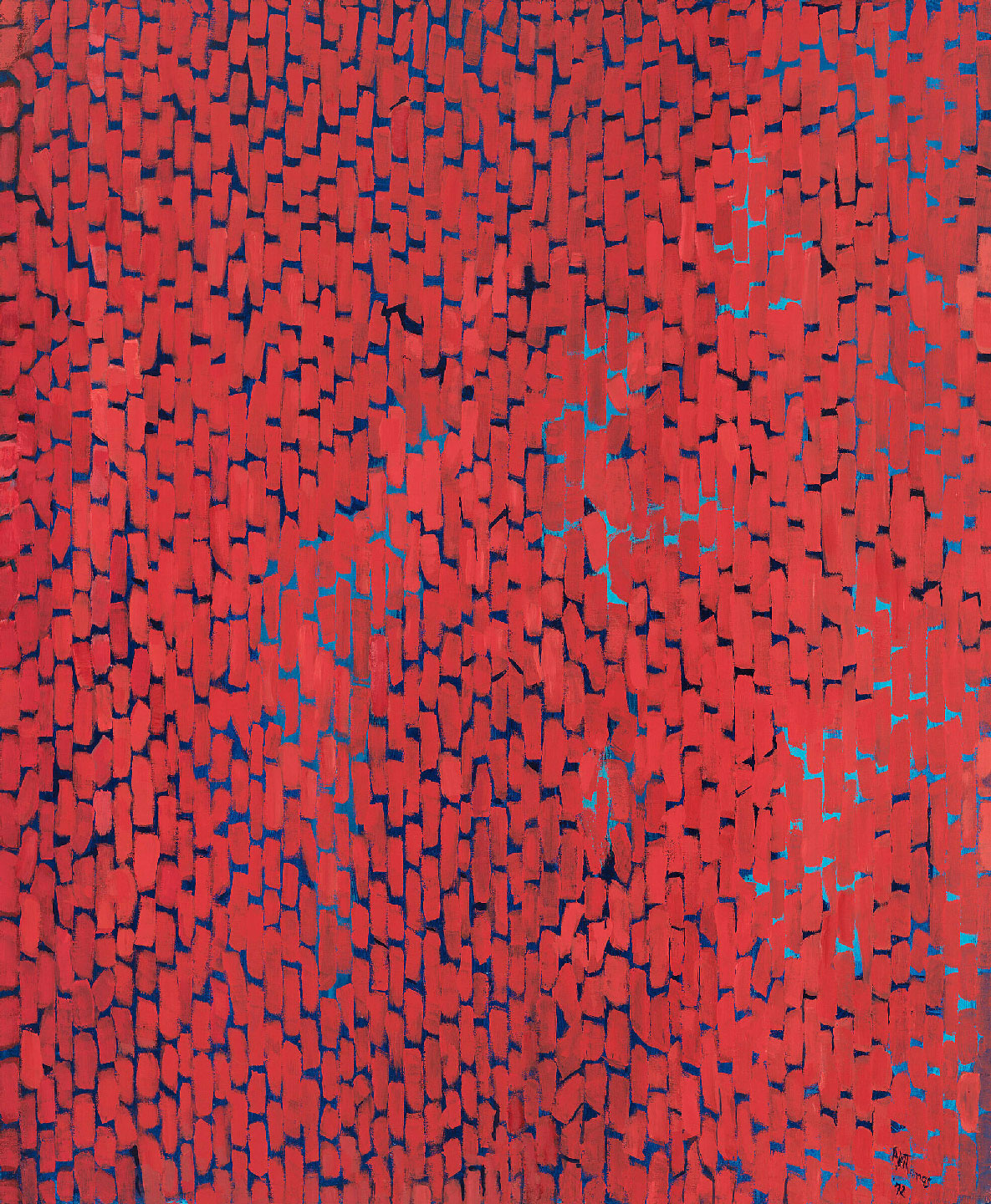 Alma Thomas, Mars Dust, 1972, acrylic on canvas, 69 1/4 × 57 1/8in. (175.9 × 145.1 cm)