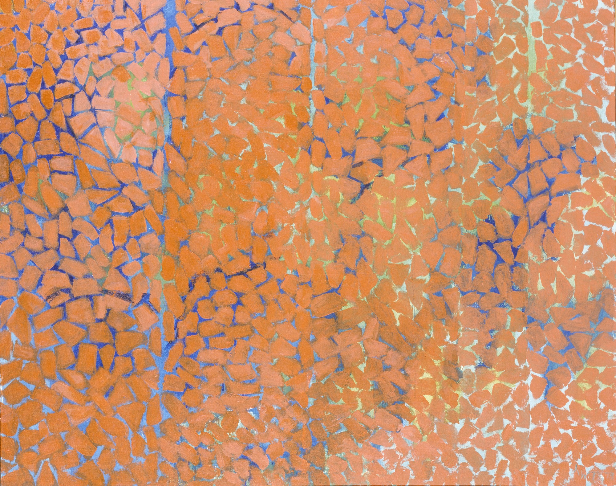 Alma Thomas, Autumn Leaves Fluttering in the Breeze, 1973, acrylic on canvas, 40 x 50 in. (101.5 x 127.0 cm), Smithsonian American Art Museum, bequest of the artist
